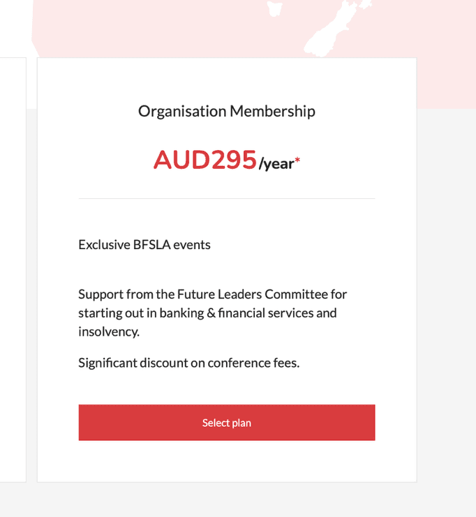 Organisation membership application form showing personal and organisational membership options
